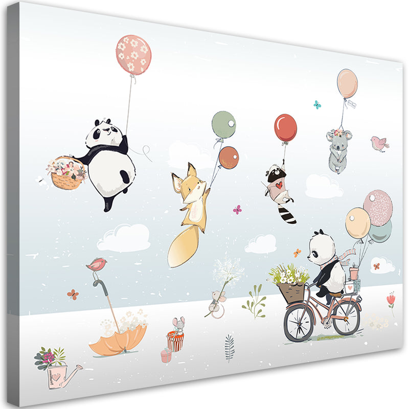 Canvas print, Colourful animals with balloons