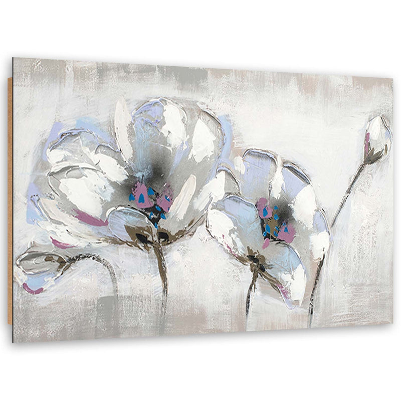 Deco panel print, Painted flowers in white