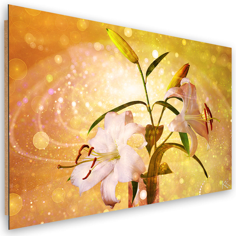 Deco panel print, Lily on yellow background