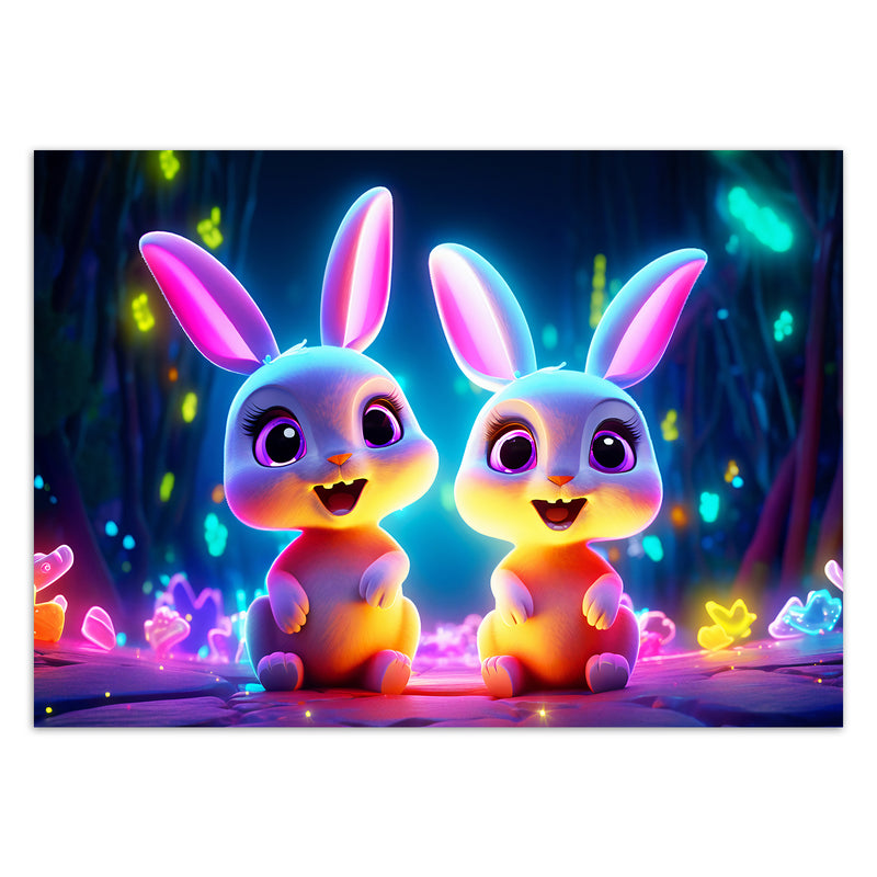 Wallpaper, Cartoon bunnies neon