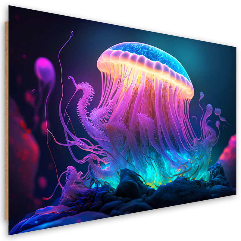 Deco panel print, Neon jellyfish