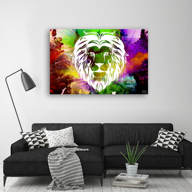 Deco panel print, Colourful lion abstract