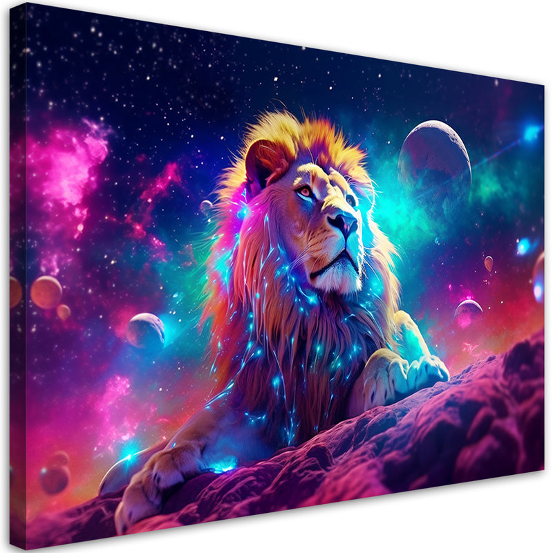 Canvas print, Neon Lion Abstraction