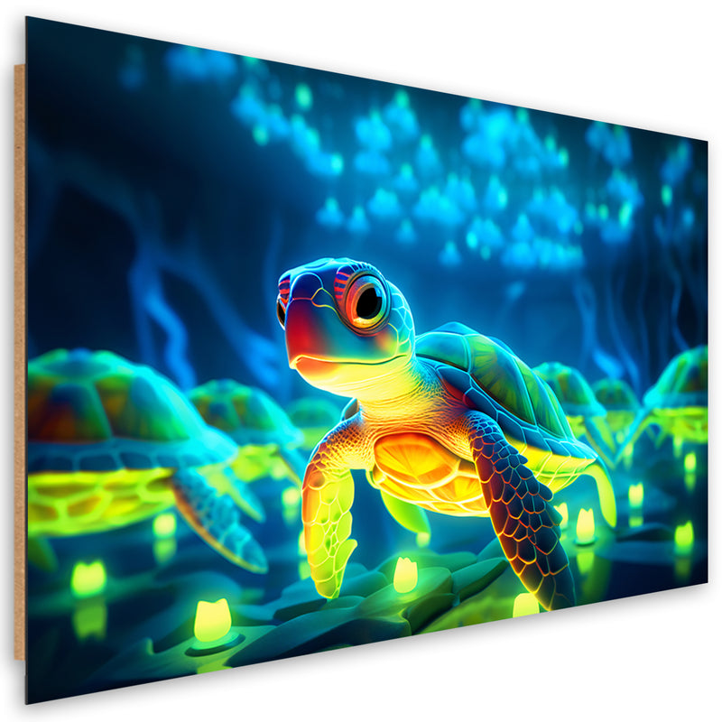 Deco panel picture, Cosmic neon turtle