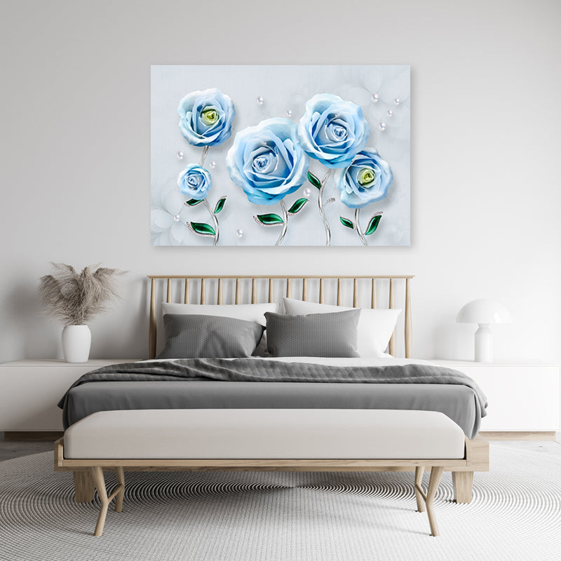 Canvas print, Blue roses 3D