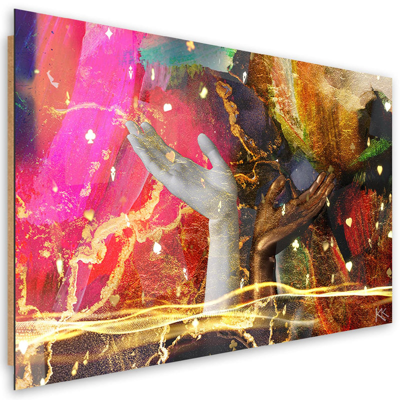 Cuadro decorativo con estampado de manos coloridas abstractas