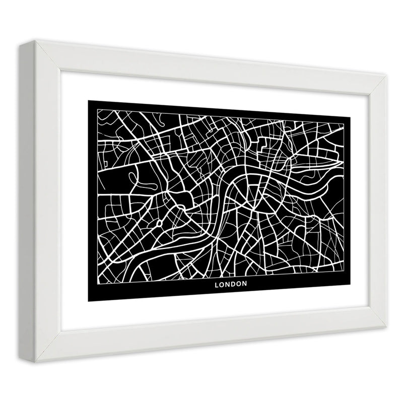 Picture in white frame, City plan london