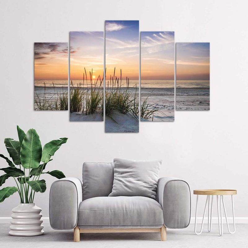 Five piece picture deco panel, Walking on the dunes