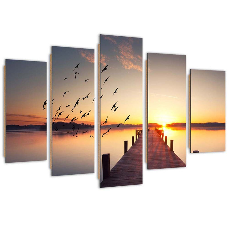 Five piece picture deco panel, Walking on the pier