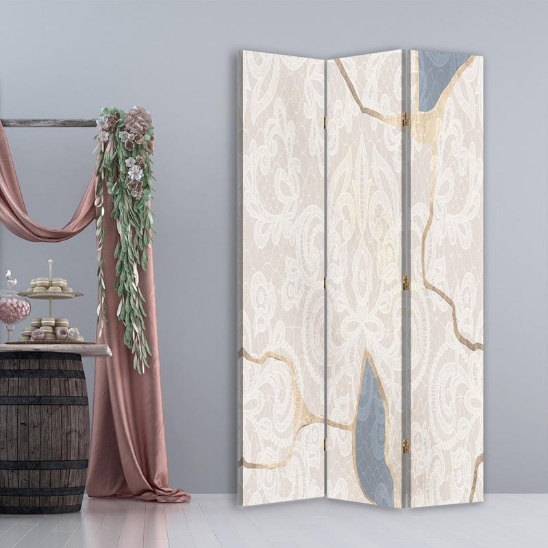 Room divider Double-sided rotatable, Delicate beige pattern