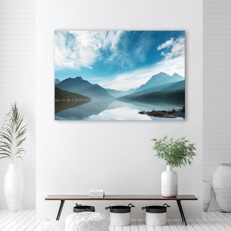 Canvas print, Lake against the background of mountains