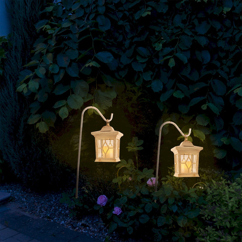Set of 2 LED Outdoor Ground Spike Lantern white