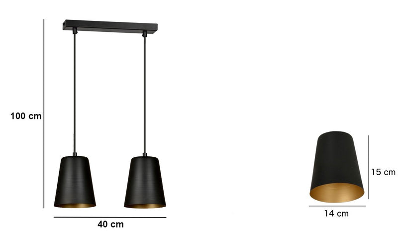MILARGO pendant lamp 2L, black, E27