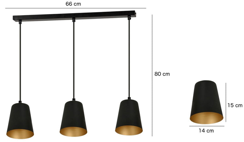 MILARGO pendant lamp 3L, black, E27