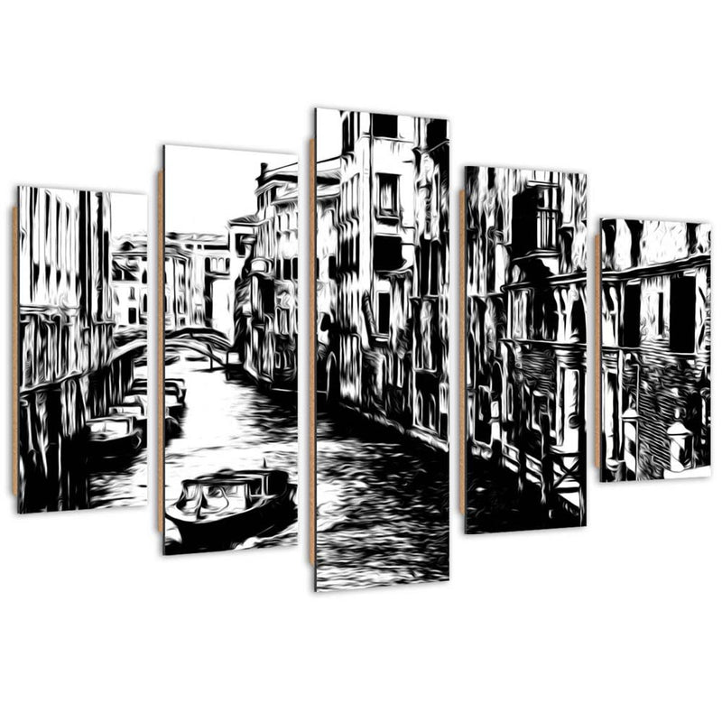 Panel decorativo con cuadros de cinco piezas, canal veneciano