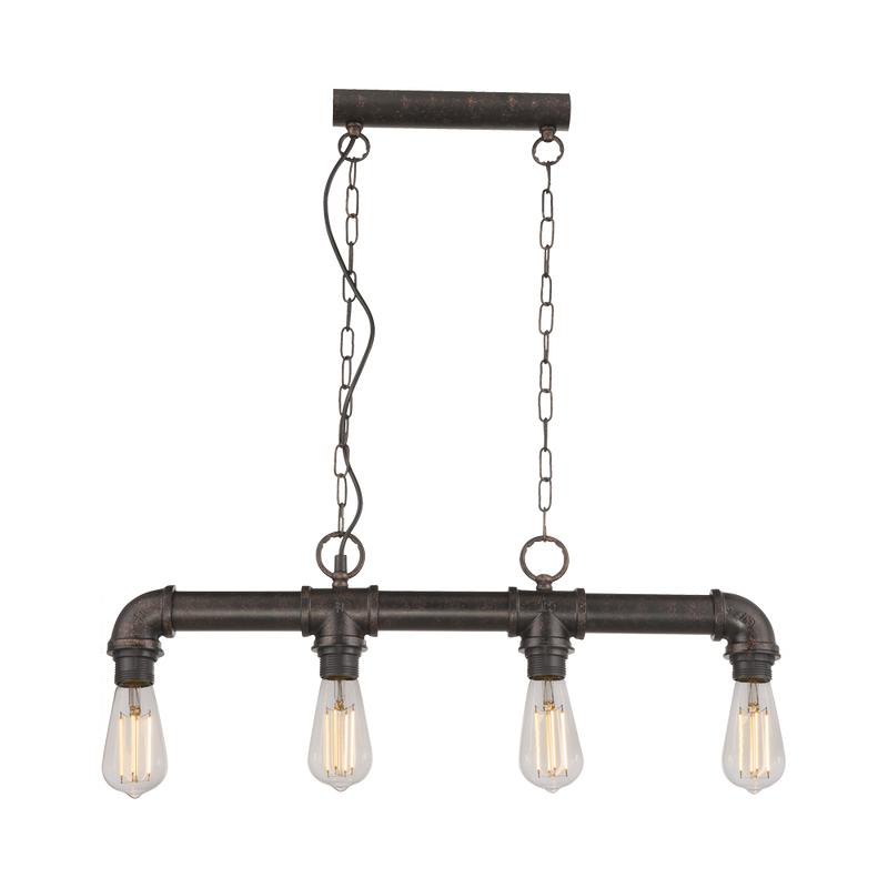 Linear suspension Globo Lighting BAYUDA metal black E27 4 lamps