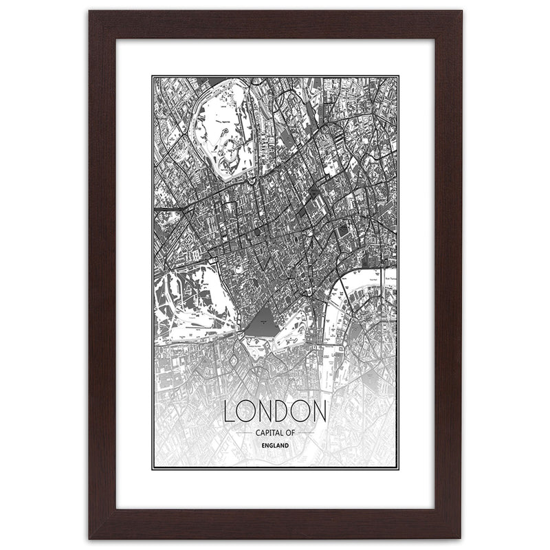 Picture in brown frame, Plan of london