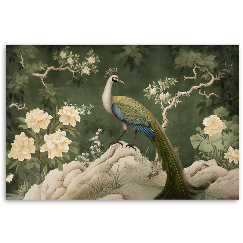 Deco panel picture, Oriental peacock green