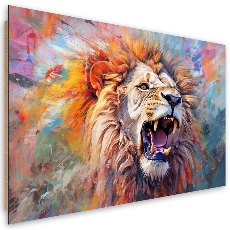 Impresión de panel decorativo, Abstracción del león feroz