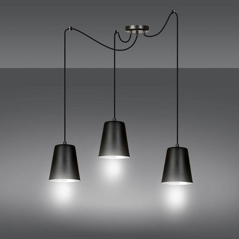 LINK pendant lamp 3L, black, E27