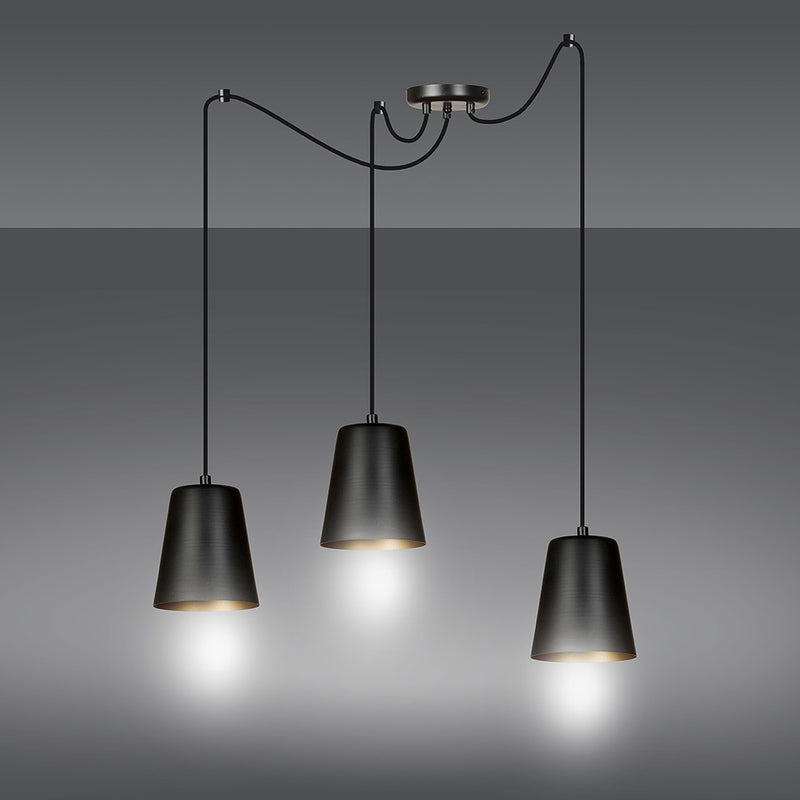 LINK pendant lamp 3L, black, E27