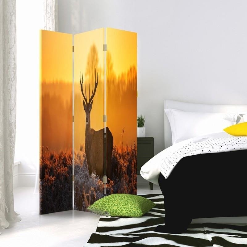 Room divider Double-sided rotatable, Deer in the sunset