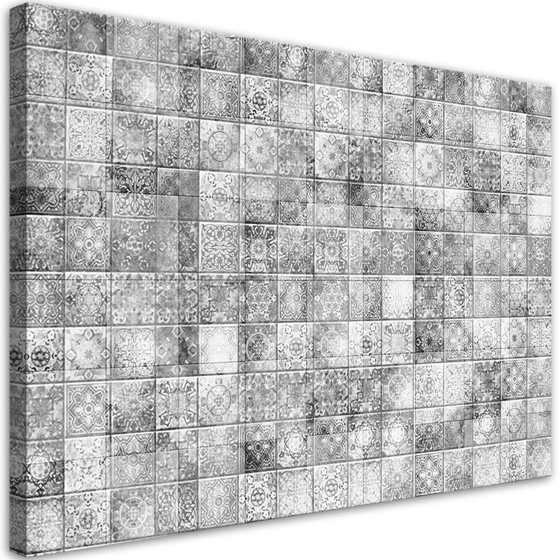 Canvas print, Oriental mosaic on gray tiles