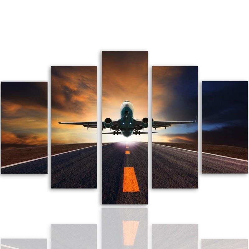 Five piece picture canvas print, Aeroplane