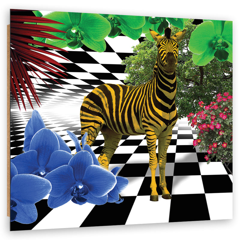 Panel decorativo estampado, Cebra de colores