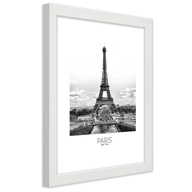 Cuadro en marco blanco, La icónica torre Eiffel.