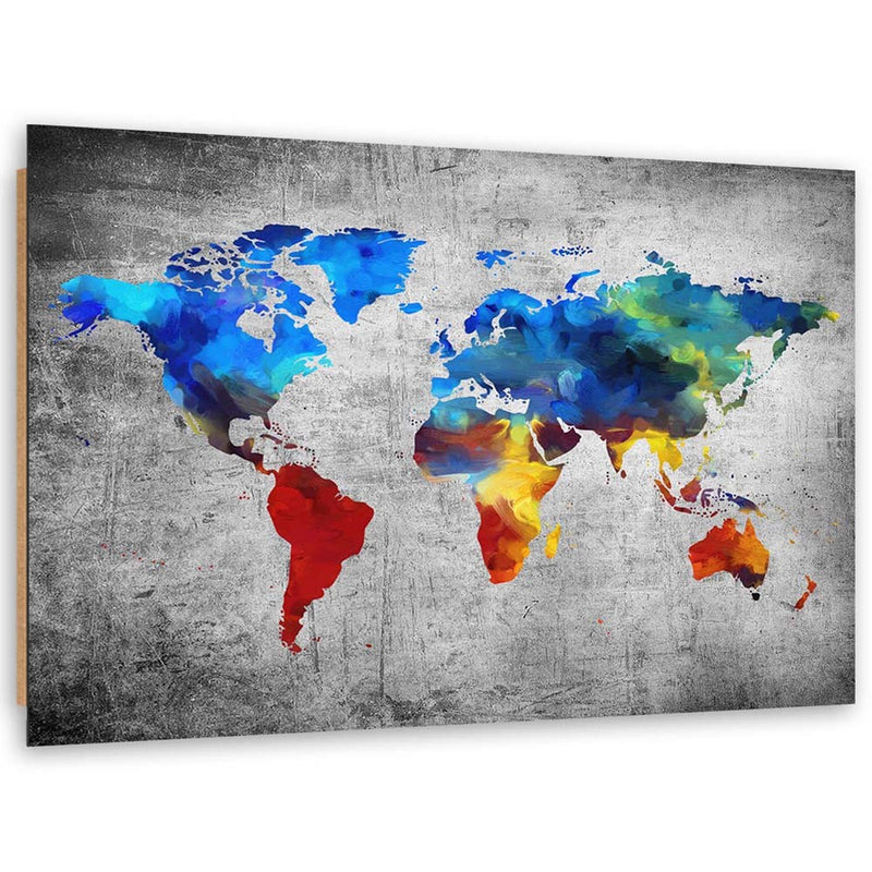 Deco panel print, Painted map of the world on concrete