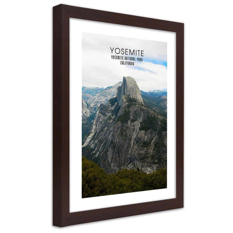 Picture in brown frame, Rock in yosemite national park