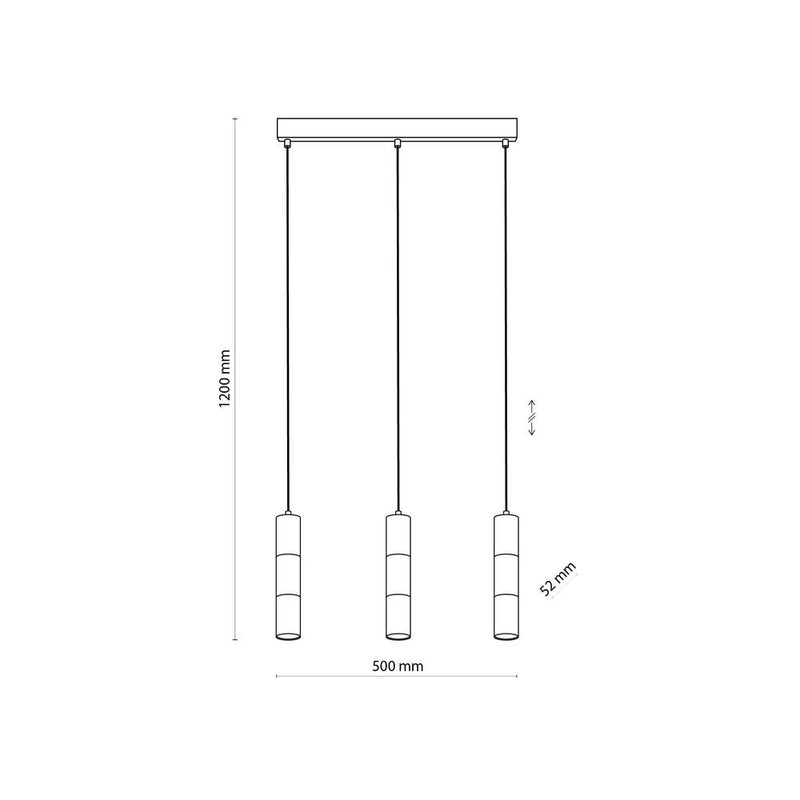 Linear suspension VIVIEN metal black GU10 3 lamp