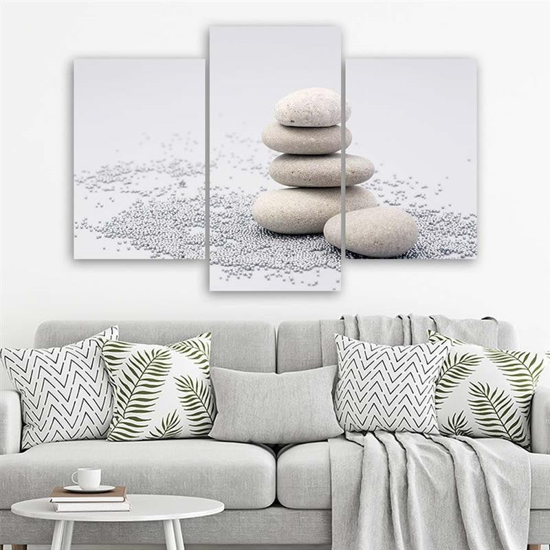 Three piece picture canvas print, Zen stones