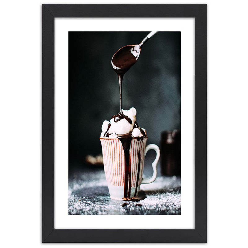 Picture in black frame, Coffee with marshmallows