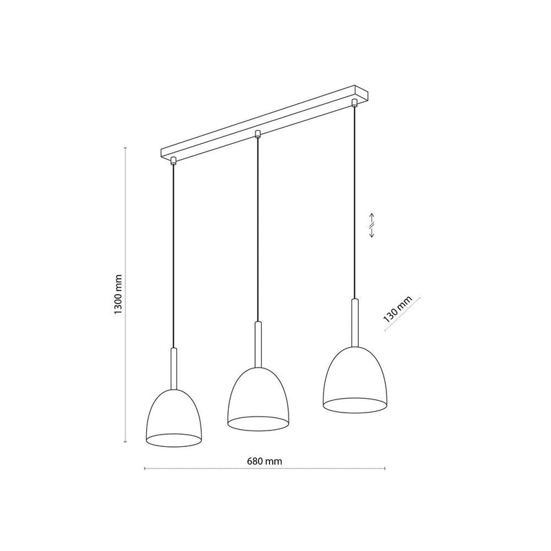 Linear suspension NORD metal E27 3 lamps