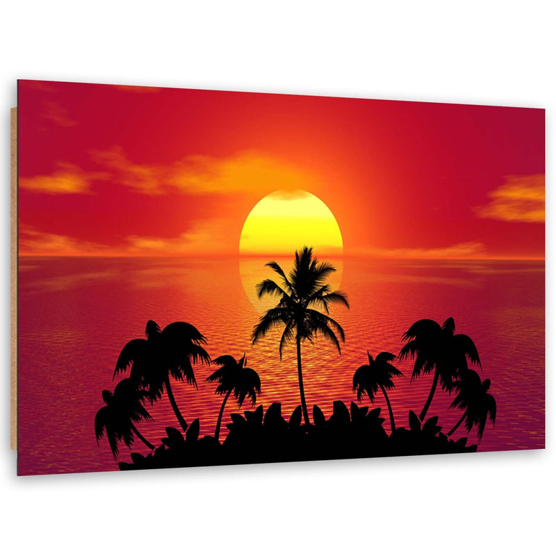 Deco panel print, Sunset and palm trees