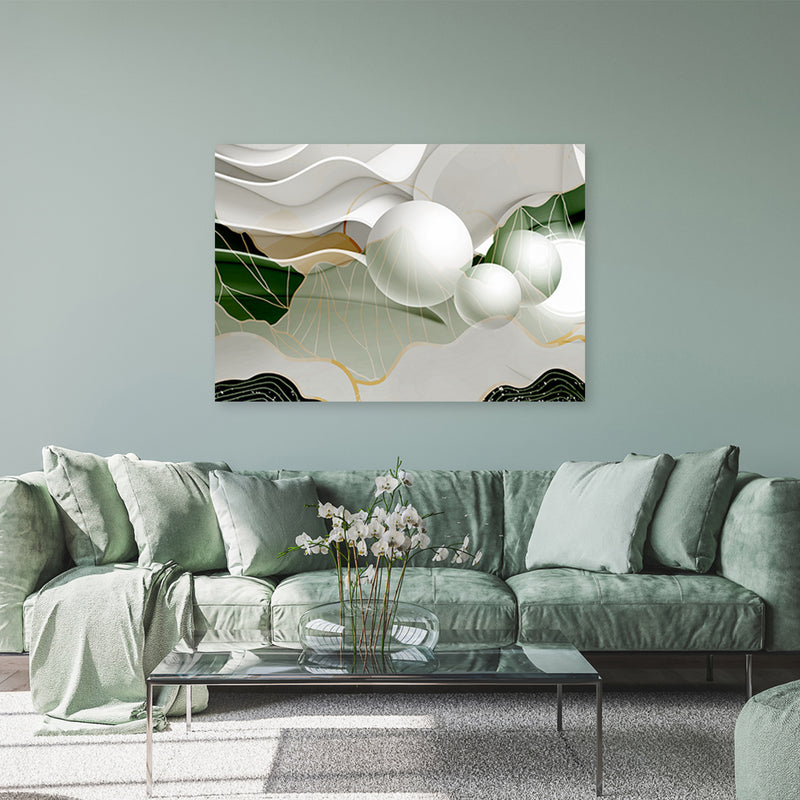 Canvas print, Green abstract with balls 3D