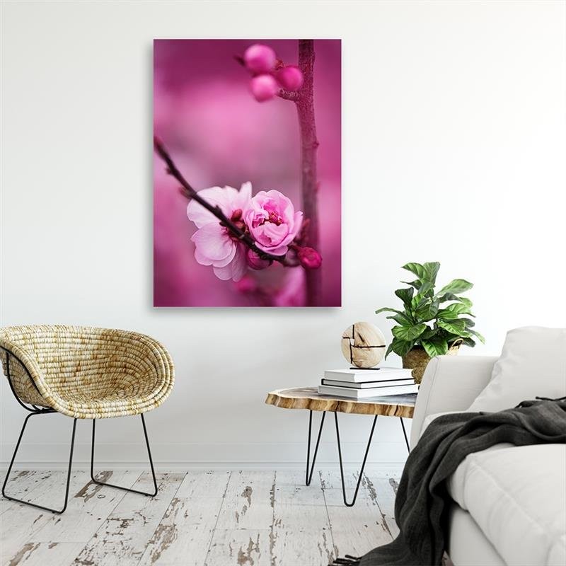 Deco panel print, Pink flower and buds on a branch