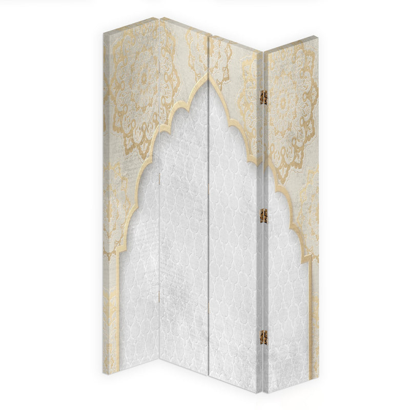 Room divider Double-sided rotatable, Oriental pattern in gold