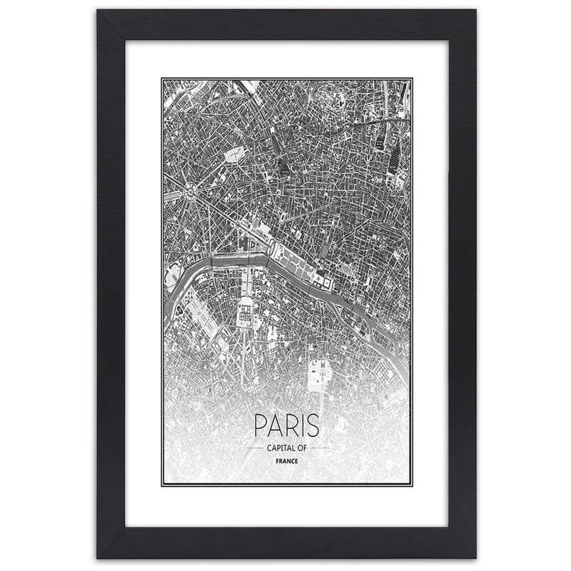 Cuadro en marco negro, Plano de París.