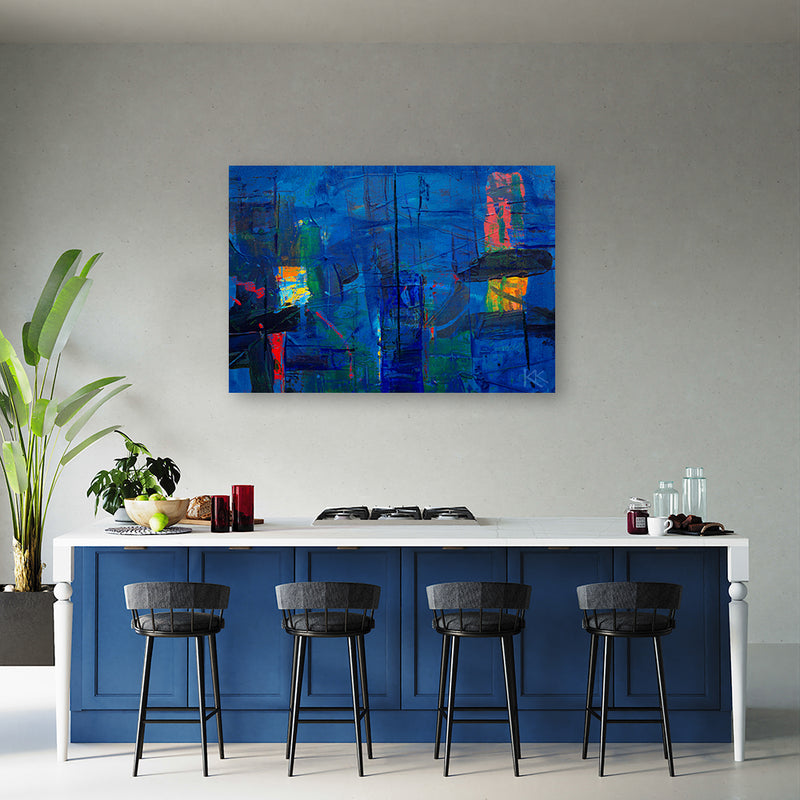Canvas print, Blue abstract hand painted