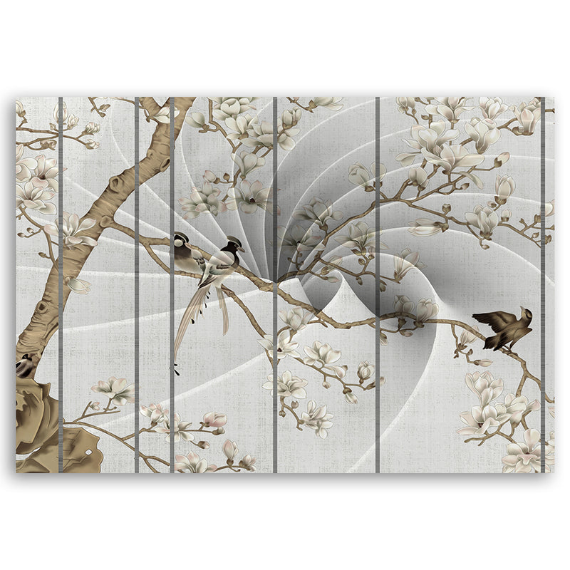 Deco panel print, Birds on a magnolia tree