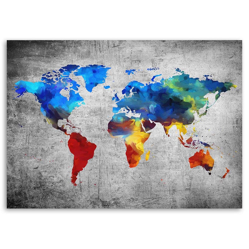 Cuadro, Mapa mundial pintado sobre hormigón.