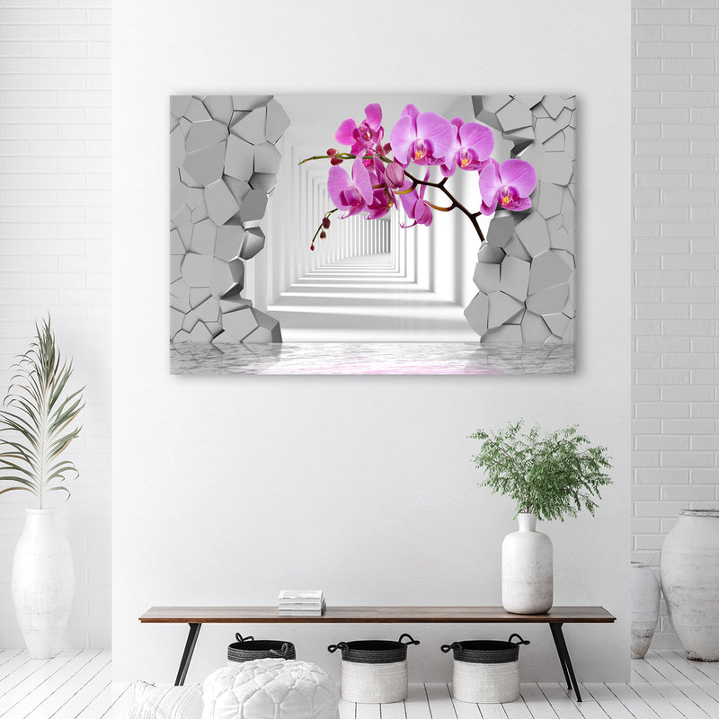 Canvas print, Orchid on abstract background 3D