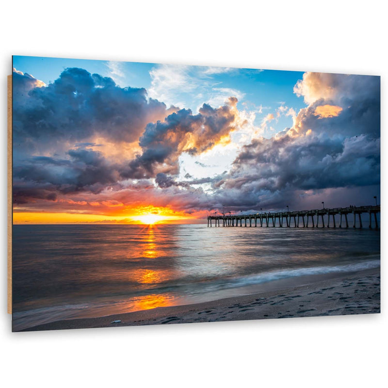 Deco panel print, Pier at sunset
