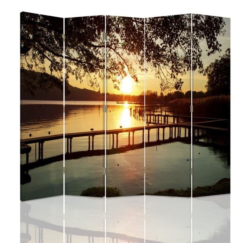 Room divider Double-sided, Sunset over the river
