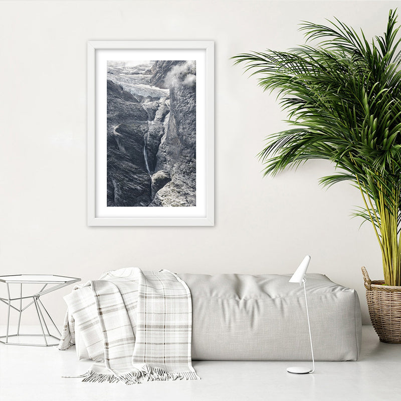 Picture in white frame, View on the rocks