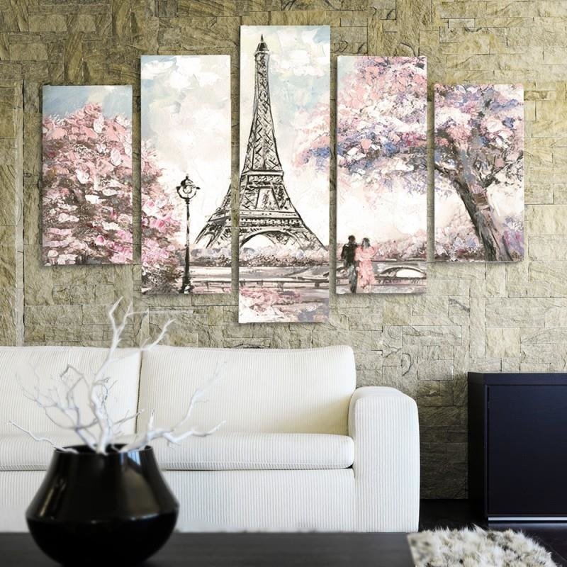 Five piece picture canvas print, Spring in paris