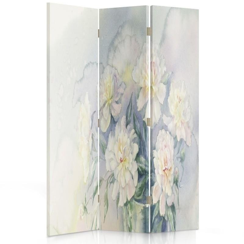 Room divider Double-sided rotatable, Delicate pastel flowers